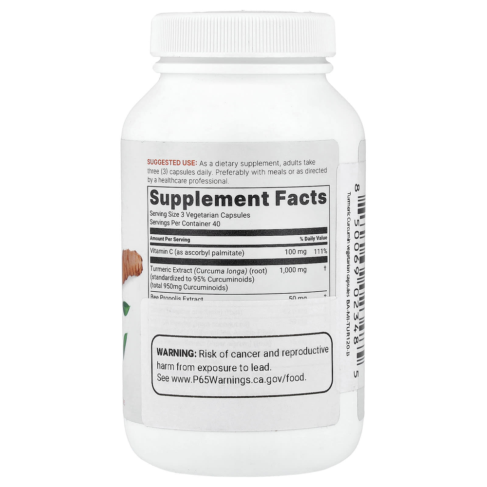 Micro Ingredients, чистый куркумин из куркумы 95, 120 вегетарианских капсул