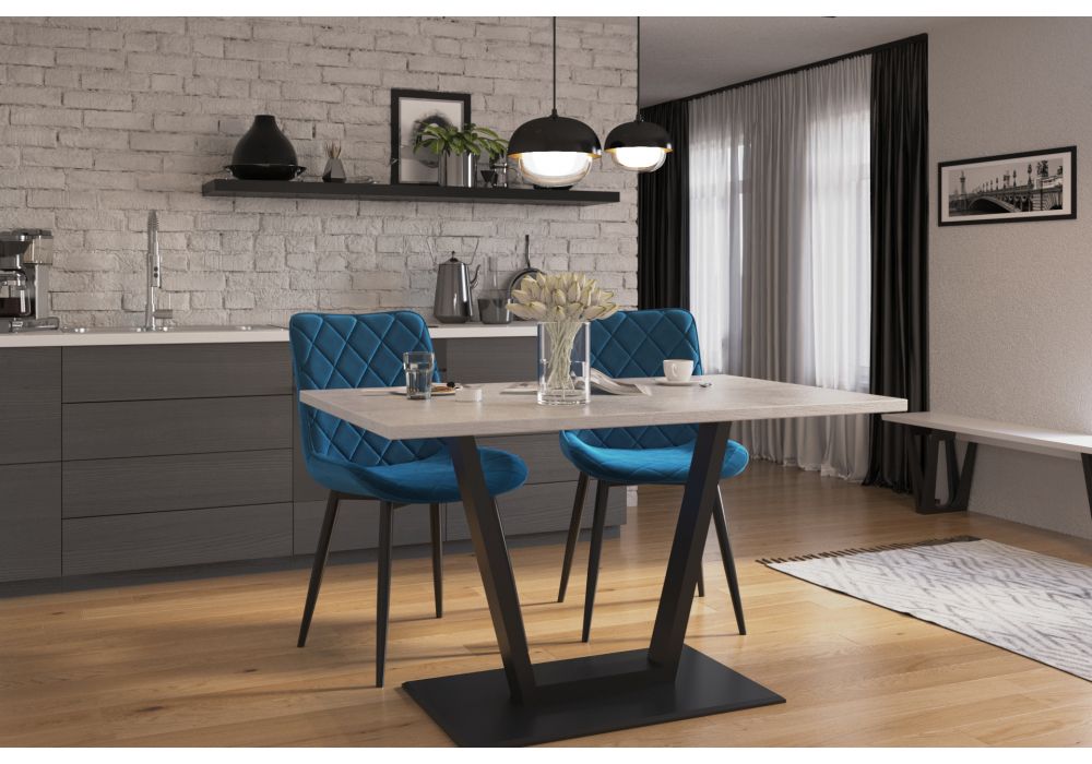 Стул на металлокаркасе Баодин велюр синий / черный