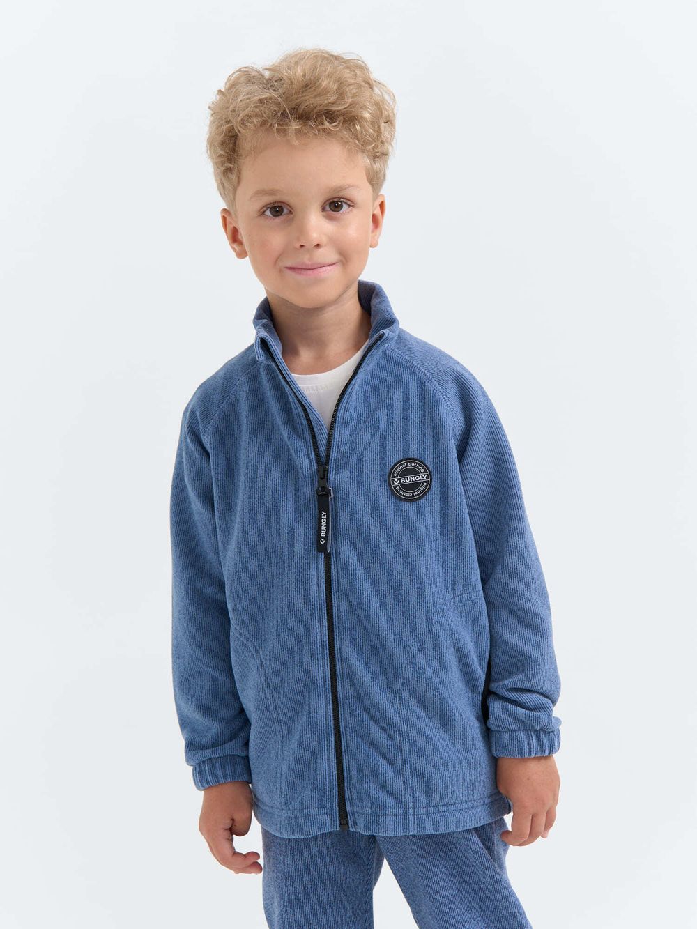 Олимпийка на молнии "Деним" из фактурного флиса