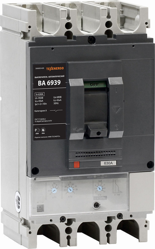 Выключатель автоматический ВА 6939 630А эл.расц-ль 0,4-1In, Ir=2-10In