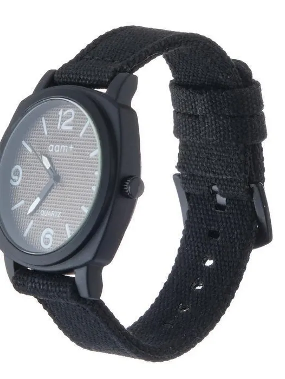 Часы наручные мужские Aam d=4.5 см, ремешок текстиль 25 см, чёрный