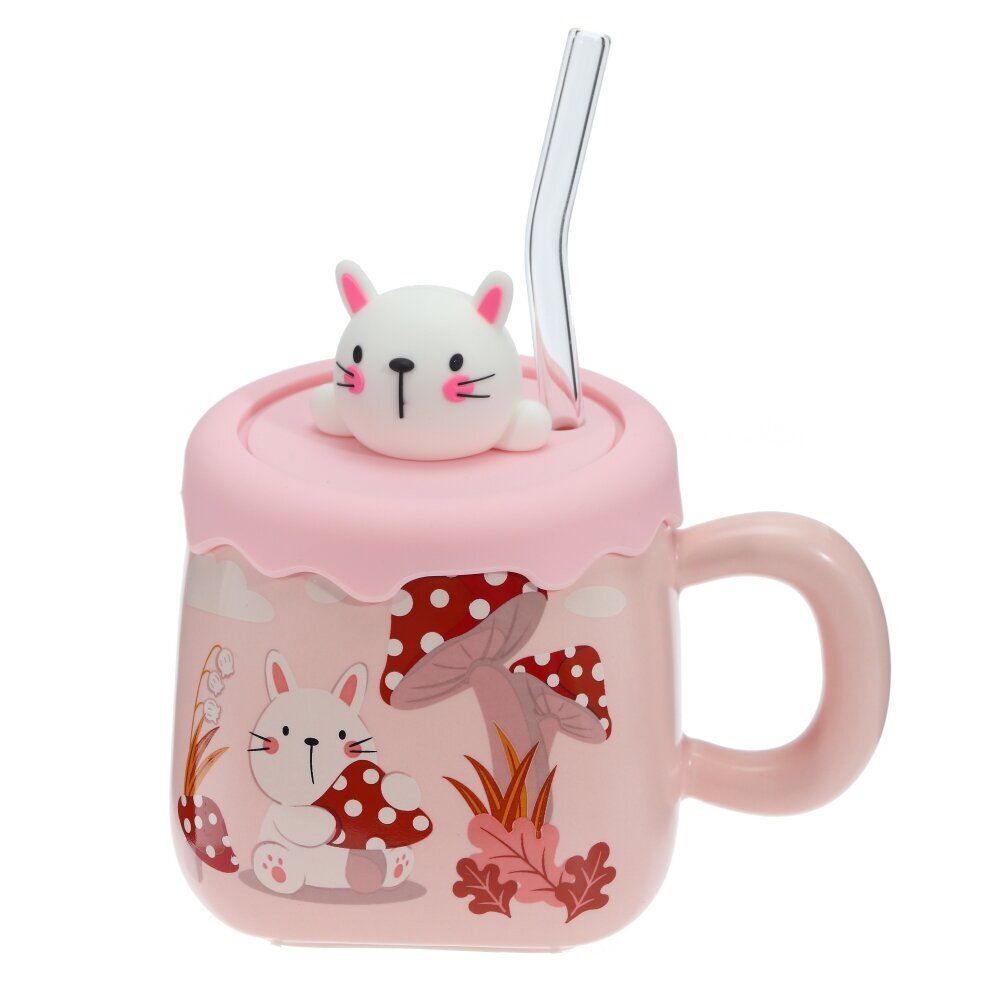 GAEM Кружка с крышкой и трубочкой, 400 мл, L13 W9,5 H12 см, 4в.