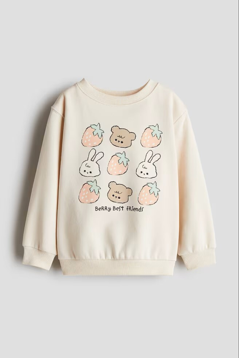 H&M Толстовка с круглым вырезом и принтом, светло-бежевый