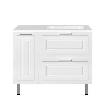 Тумба с раковиной универсальная "Альба" (2 ящ./корзина) Барселона 90 Правая, Люкс, белый, PLUS