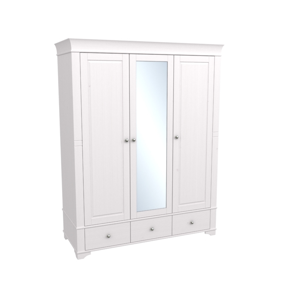 Шкаф 3х дверный с зеркалом «Бейли» белый воск
