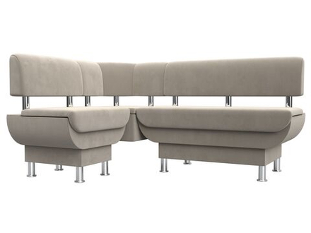 Диван кухонный угловой Альфа левый угол, Бежевый, Микровельвет, 116699L