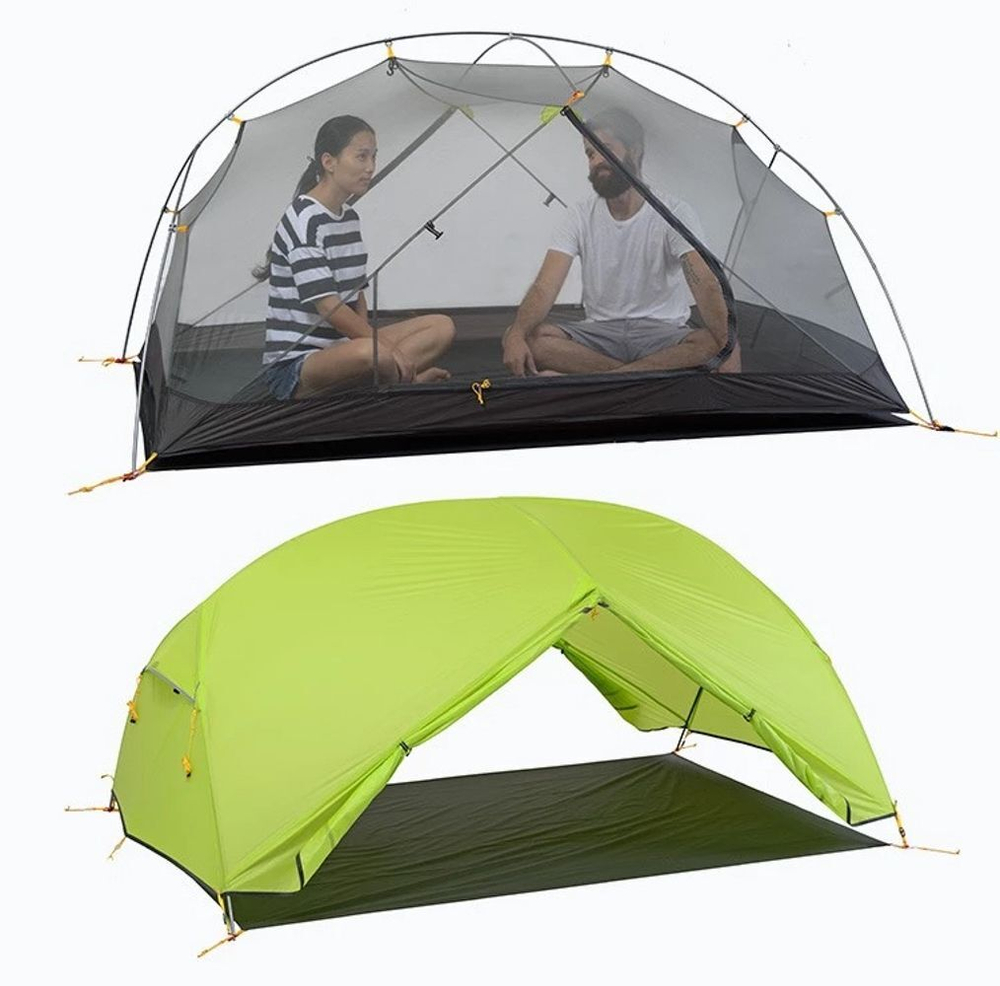 Палатка туристическая 2-местная Naturehike сверхлегкая Mongar NH17T007-M, 210T , зеленый, 6927595767658
