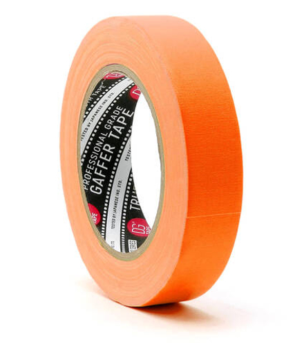 Профессиональный тейп 120mesh @trueGAFF 25мм/25м - Ярко Оранжевый (Светится в ультрафиолете) на тканевой основе для киносъемок и сцен тип Gaffer Pro tape