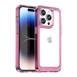 Чехол двухкомпонентный с боковыми рамками розового цвета для iPhone 14 Pro Max