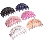 Заколка - краб для волос «AKS - VIENTO», микс 6 цветов, волна, 10*4,5см