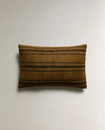 ZARA HOME НАВОЛОЧКА ДЛЯ ДЕКОРАТИВНОЙ ПОДУШКИ С КОНТРАСТНЫМИ ПОЛОСАМИ, КОРИЧНЕВЫЙ