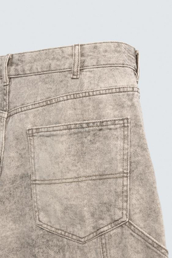 ZARA БРЮКИ КАРГО С ДАЛМАТИНСКИМ ПРИНТОМ, СЕРО-БЕЖЕВЫЙ