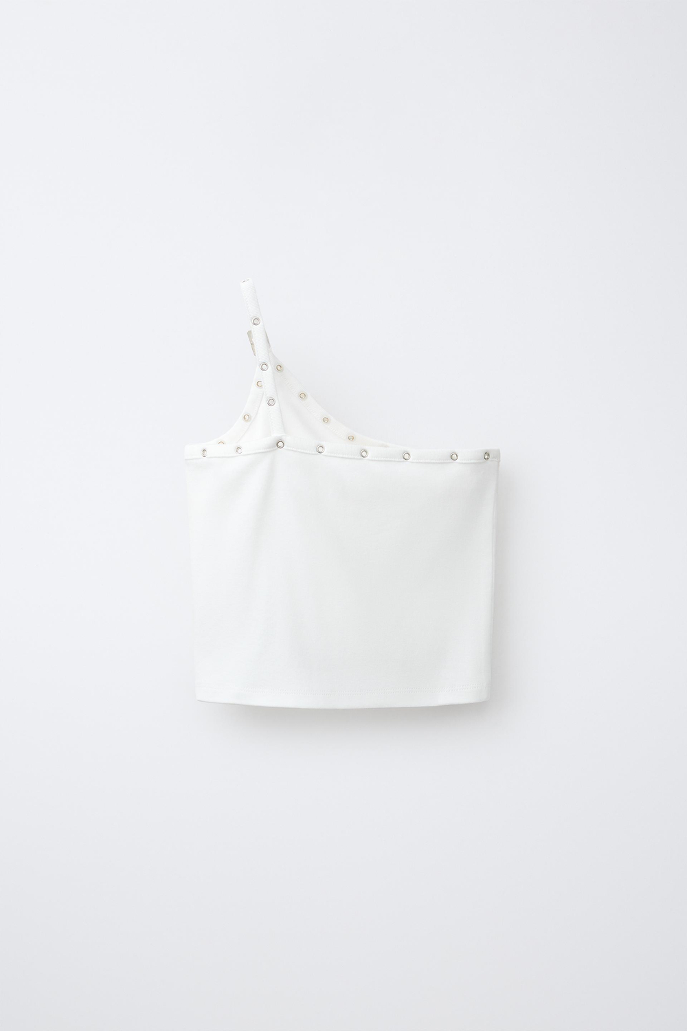 ZARA ТОП АСИММЕТРИЧНОГО КРОЯ С ПРЯЖКАМИ, БЕЛЫЙ