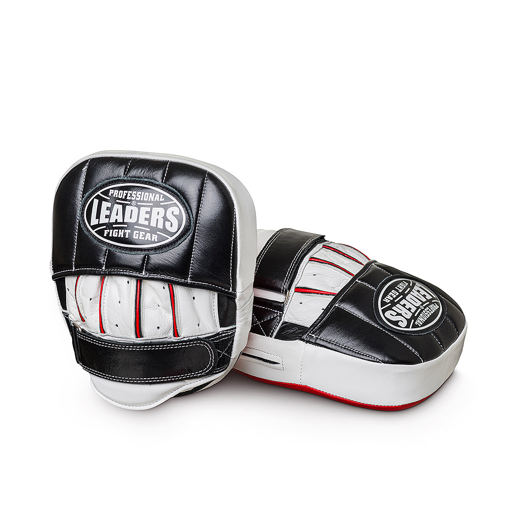 Лапы тренерские LEADERS CLASSIC (кожа, красный/черный/белый)