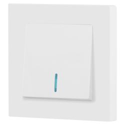 Выключатель Intro Accent 6-102-01М с подсветкой, 10А-250В, IP20, СУ, AL/CU, белый матовый | Intro