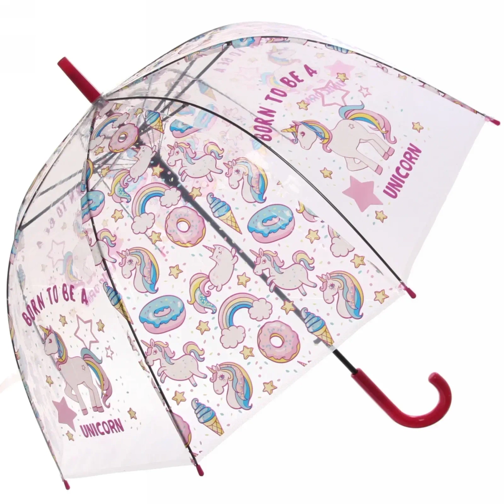 Зонт-трость женский купол «Единорог» микс 4 цвета, 8 спиц, d-82см, длина в слож. виде 82см