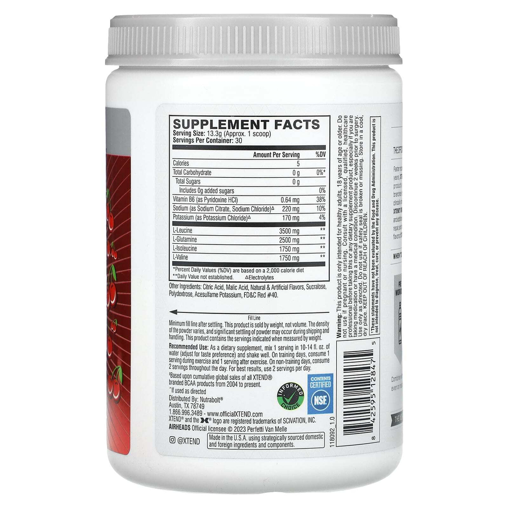 XTEND, 7 г аминокислот с разветвленной цепью (BCAA), со вкусом вишни, 399 г (14 унций)
