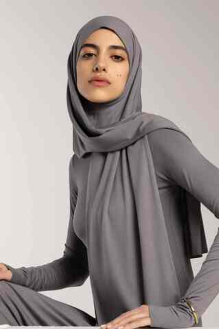 Хиджаб Молик двухслойный серый