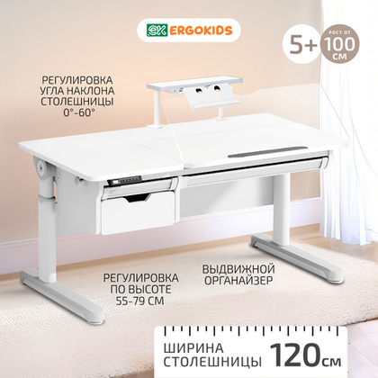 Стол регулируемый с электроприводом Ergokids с полкой S-50 