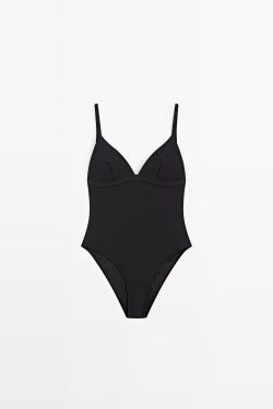 Massimo Dutti Купальник-треугольник с блестками, черный