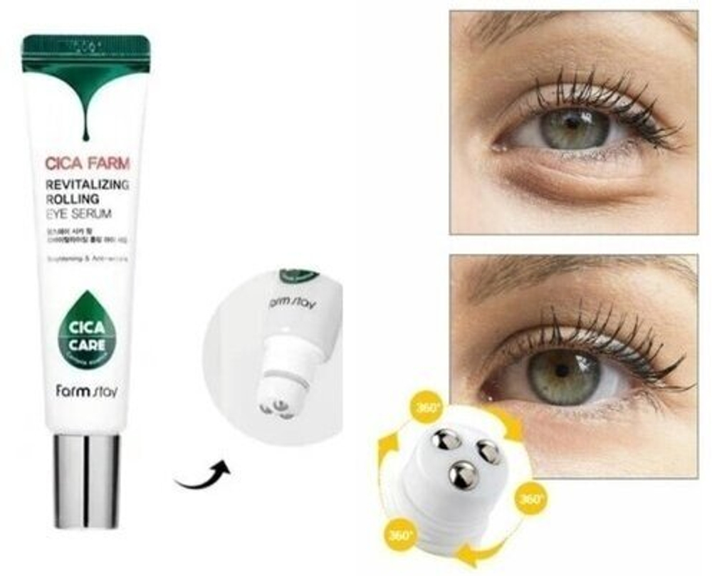 Farmstay Cica farm rolling eye serum Сыворотка для кожи вокруг глаз с центеллой азиатской - 25 мл
