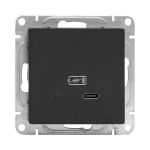 Механизм розетки USB-С, быстрая, чёрная Эпика EKF
