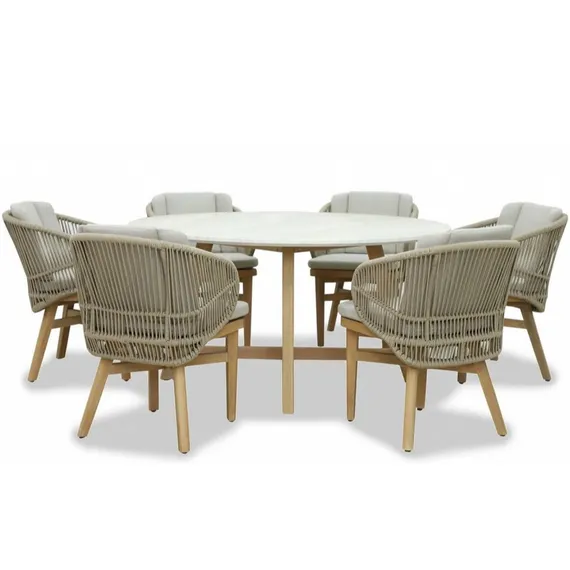 Комплект уличной мебели Mali из массива эвкалипта, стол Ø150 см, 6 стульев