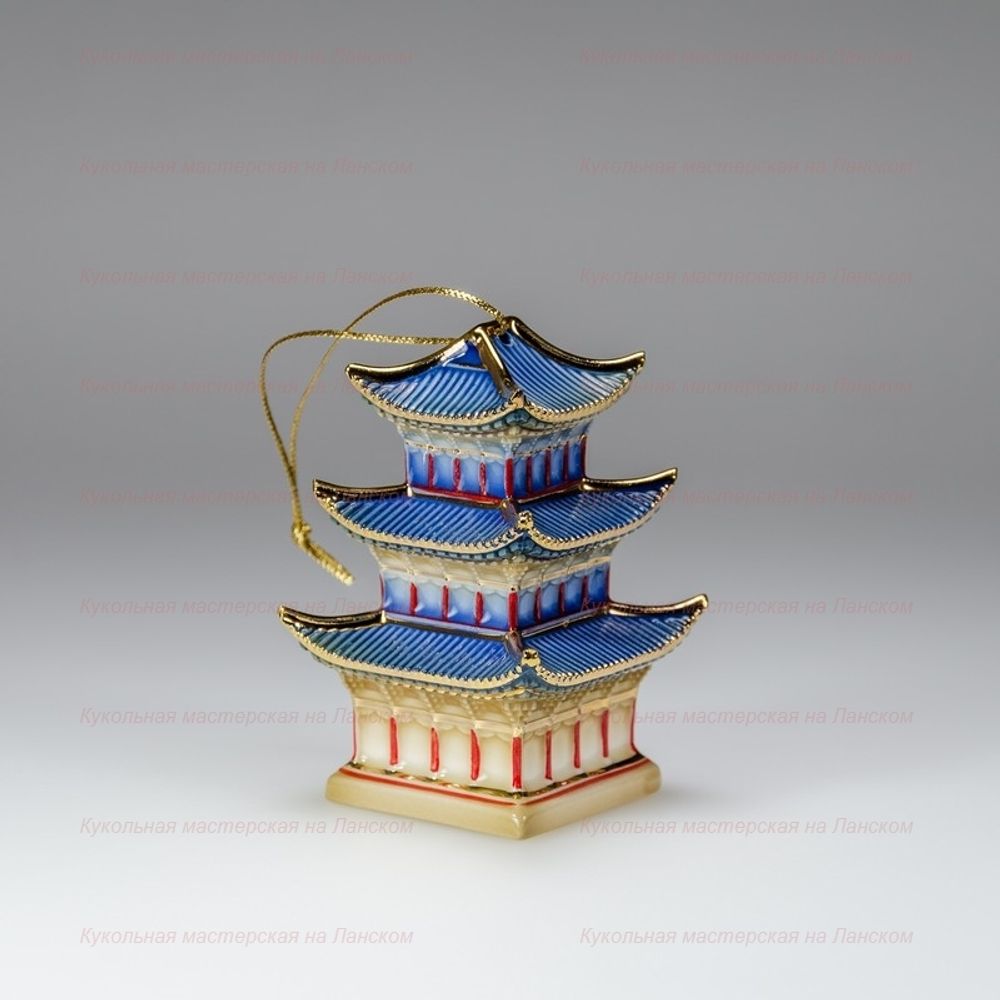 Фарфоровая елочная игрушка "Китайский домик"