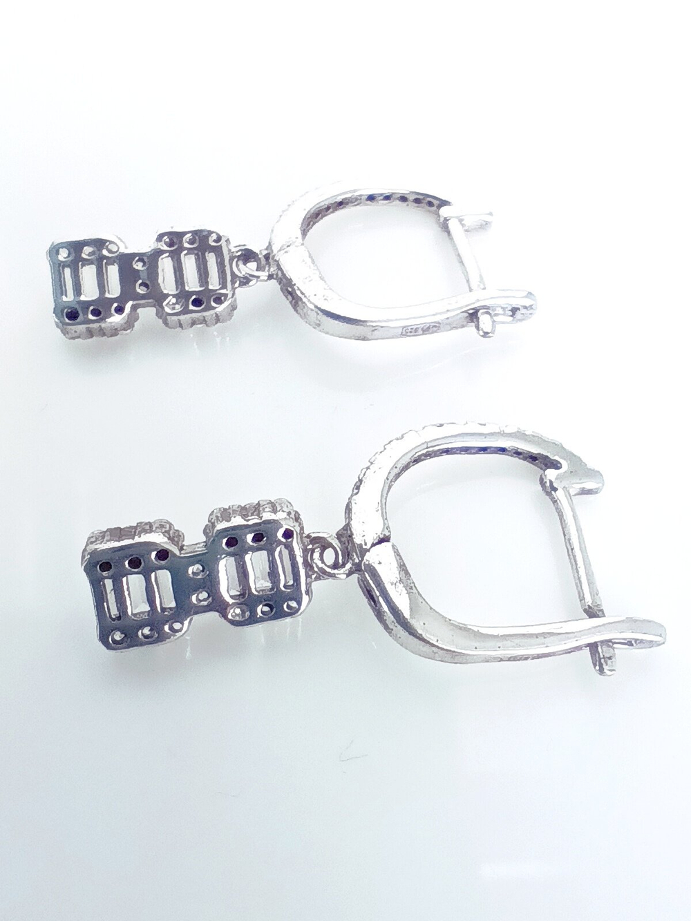 Серьги "Эстерелла", родированные, серебро 925 пробы, с фианитом/Ф