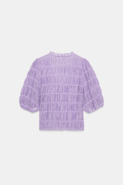 ZARA БЛУЗА С ЖАТОЙ ТКАНЬЮ, СВЕТЛО-СИРЕНЕВЫЙ