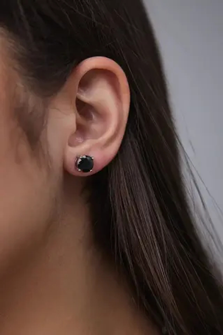 Серьги пусеты черные кристаллы