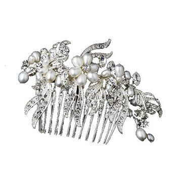 Гребешок горный хрусталь, жемчуг "Летто" (Итальянский дизайн)