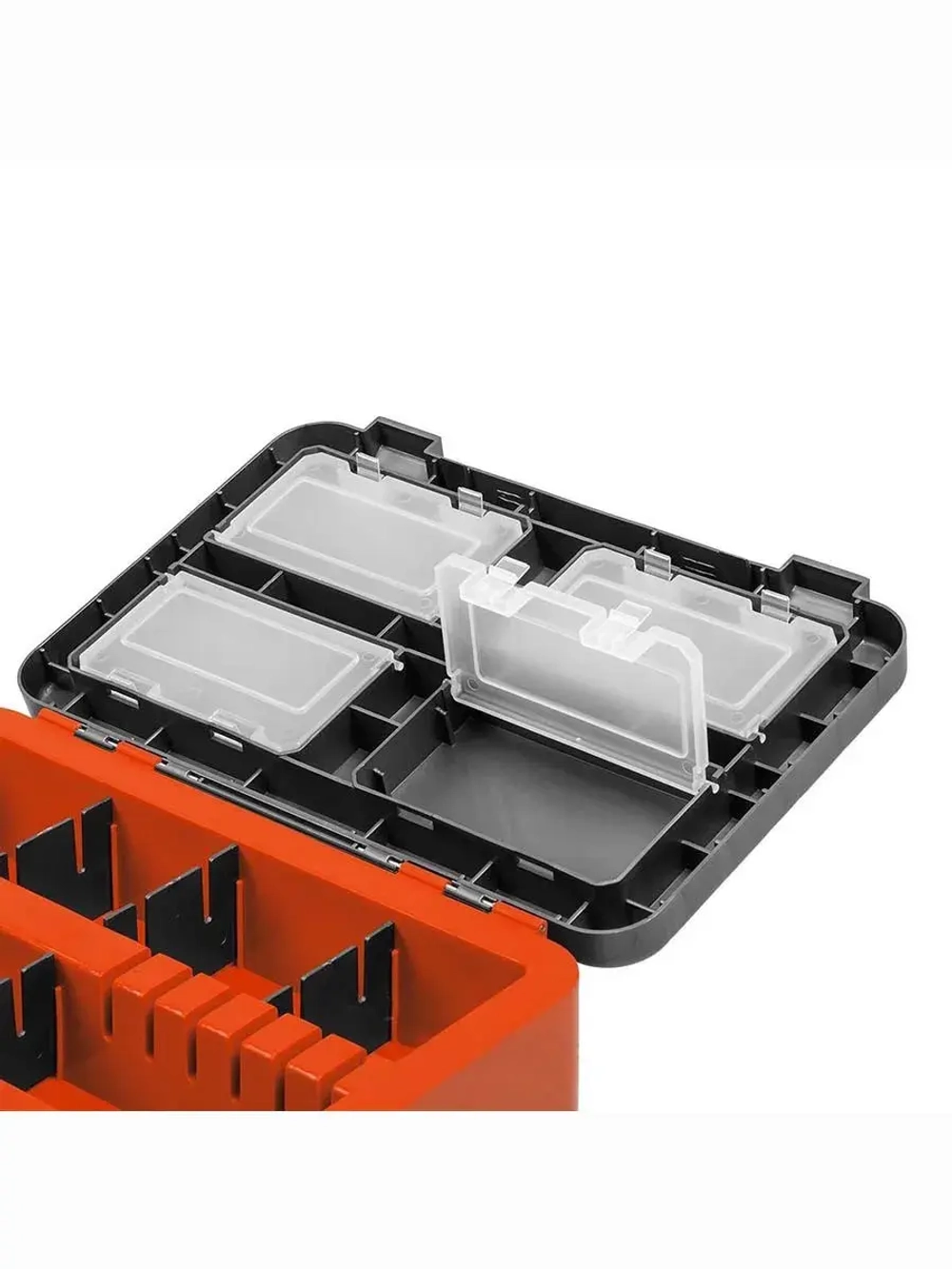 Ящик рыболовный зимний для хранения снастей серый/оранжевый