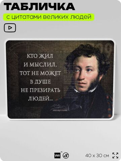Литературный постер с цитатой А. С. Пушкина для школы, на стену, на пластике, для интерьера, 40х30 см, Silver Plane x Айдентика Технолоджи