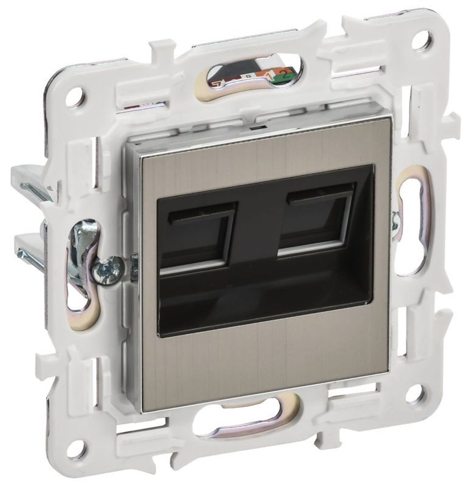 Розетка компьютерная двойн. RJ45 кат.6 SKANDY SK-K04N никель IEK SK-K20-2-K50