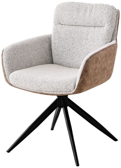 Стул обеденный поворотный Wick светло-серое букле c бежевой экокожей