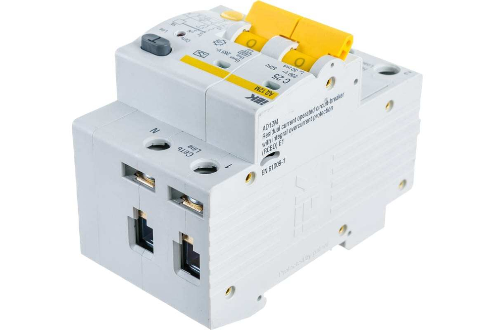 Дифференциальный автоматический выключатель АД12М 2Р С25 30мА IEK