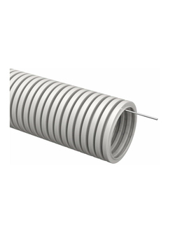 Труба гофрированная ПВХ d25мм с протяжкой сер. (уп.50м) TOKOV ELECTRIC TKE-TG/P-25-C06/50