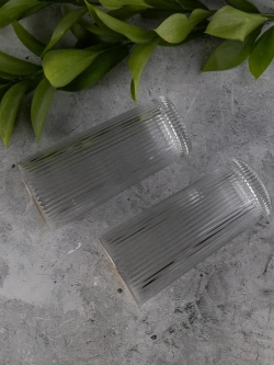 Ребристые бокалы для виски, 330 мл. 6 шт. с золотой каймой