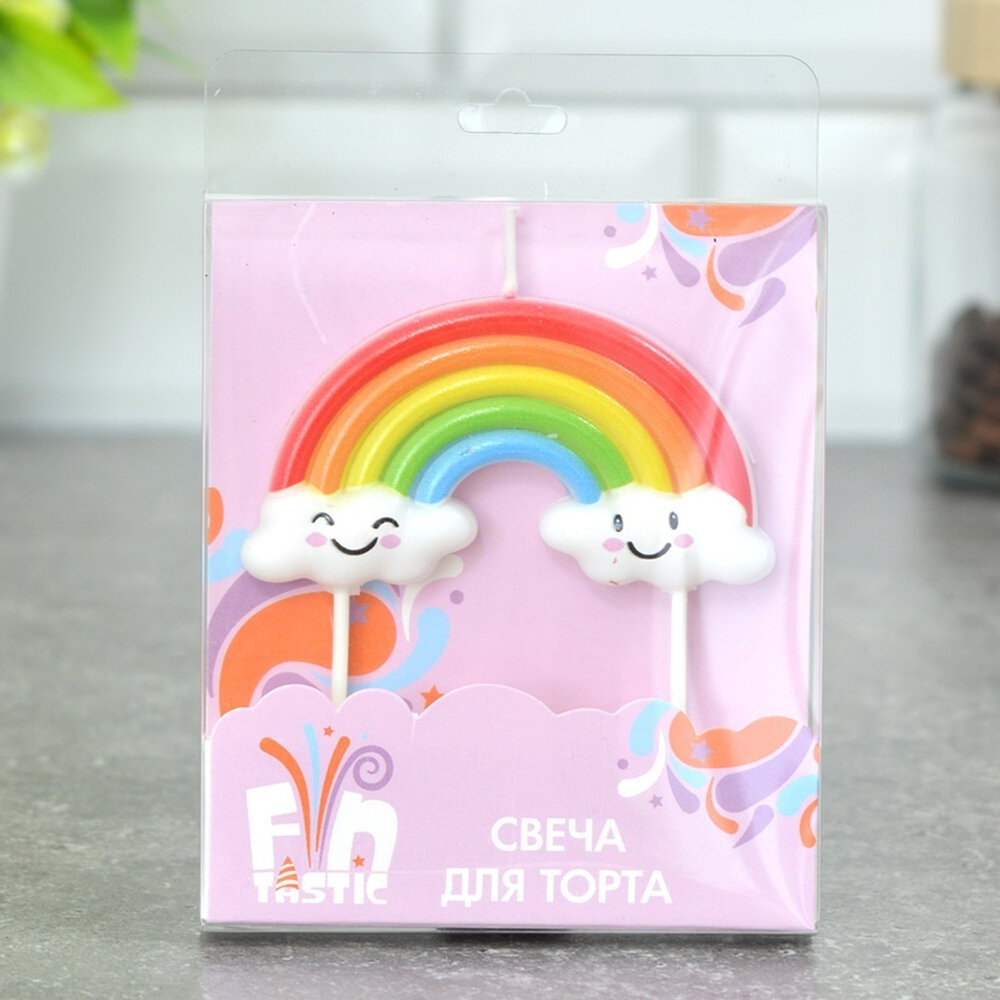 Свечи для торта "Радуга" 8*11см парафин