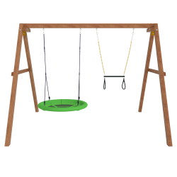 Деревянные качели с трапецией и качелями гнездо Свиби