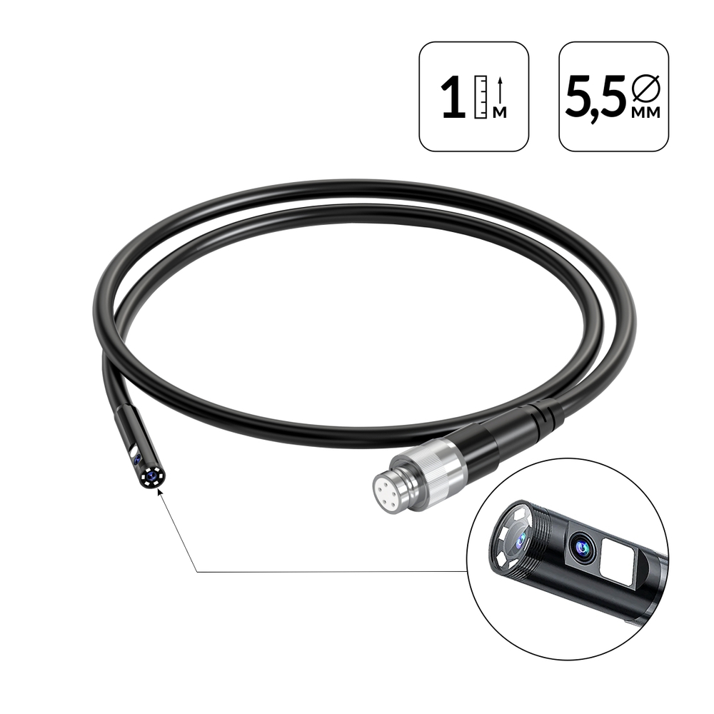 Зонд для видеоэндоскопа iCartool IC-V112A/B/C, 2 камеры, 1м, 5.5 мм iCartool IC-VP112B55-2