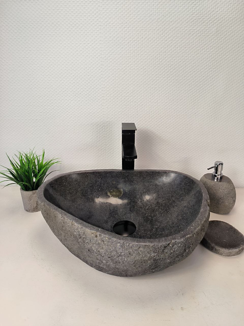 Раковина из речного камня RS-66003 47х36х15 из натурального камня