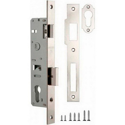 Замок FUARO 153-30/85 CP хром врезной узкопроф. с защелкой w/b (корпус)