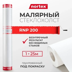 Nortex RNP 200 стеклохолст малярный грунтованный под покраску, плотный 200г/м2, рулон 1*25м