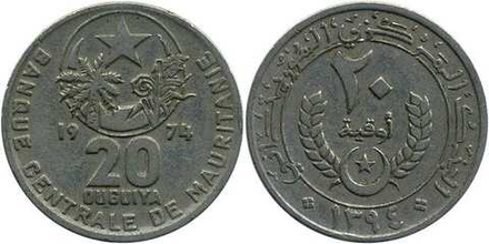 Мавритания 20 угий, 1973-2003 XF
