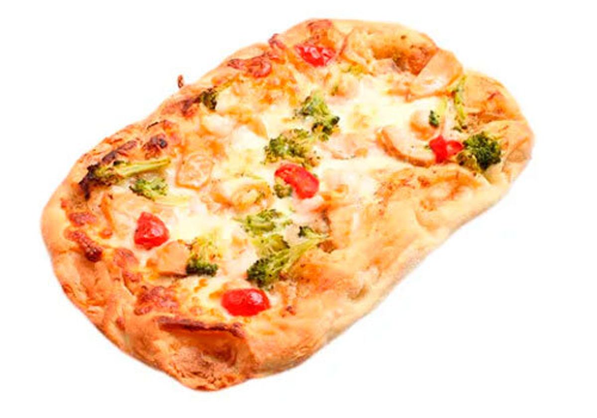Пицца с форелью, креветкой и брокколи с лимонно-горчичном соусом, 480г