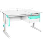 Растущая парта Дэми СУТ 25 с задними полками СУТ.15.210 и навесной тумбой (1200×880 мм)