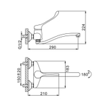 Смеситель настенный 40к F4654 FRAP МЕДИЦИНСКИЙ (S-излив, хром, латунь)