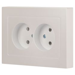 Розетка Intro Accent 6-204-06 2х2P, 16А-250В, IP20, СУ, AL/CU, перламутр | Intro